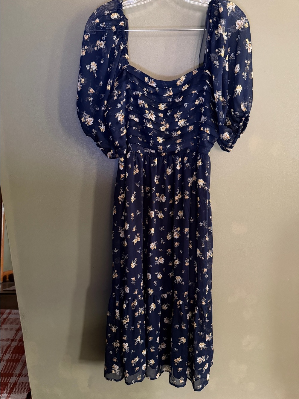 LC Lauren Navy Floral Puff-Sleeve Cottagecore Maxi Dress
